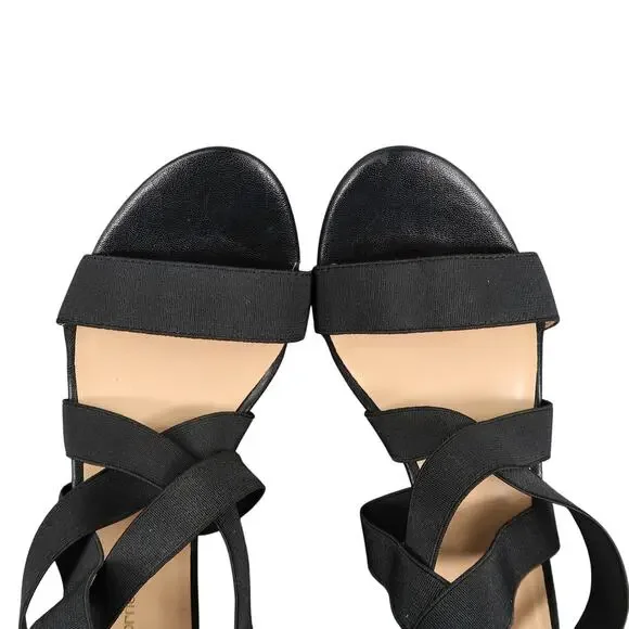 Liz Claiborne Shoes Womens 7 Wedge Sandal Fashion Heel Zip Strappy Black Classic - Picture 8 of 13